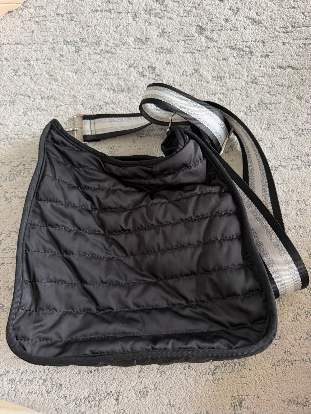 ah.dorned Black Quilted Crossbody Bag